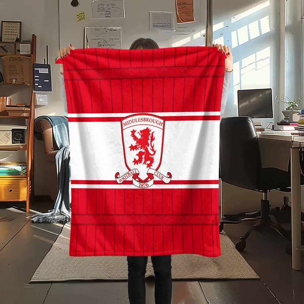 Middlesbrough FC Flannel Blanket, High quality Comfortable for All Seasons, Home Decor, Warmth and Comfort