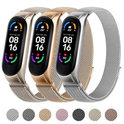 Magnetický řemínek pro Xiaomi Mi Band 3 4 5 6 Chytré hodinky Náramek z kovové síťoviny Náramek z nerezové oceli