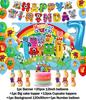 Cartoon Blocked Number Theme Birthday Party Decoration Building Background Plate Cup Balloon Backdrop Photography Prop Kid Gifts