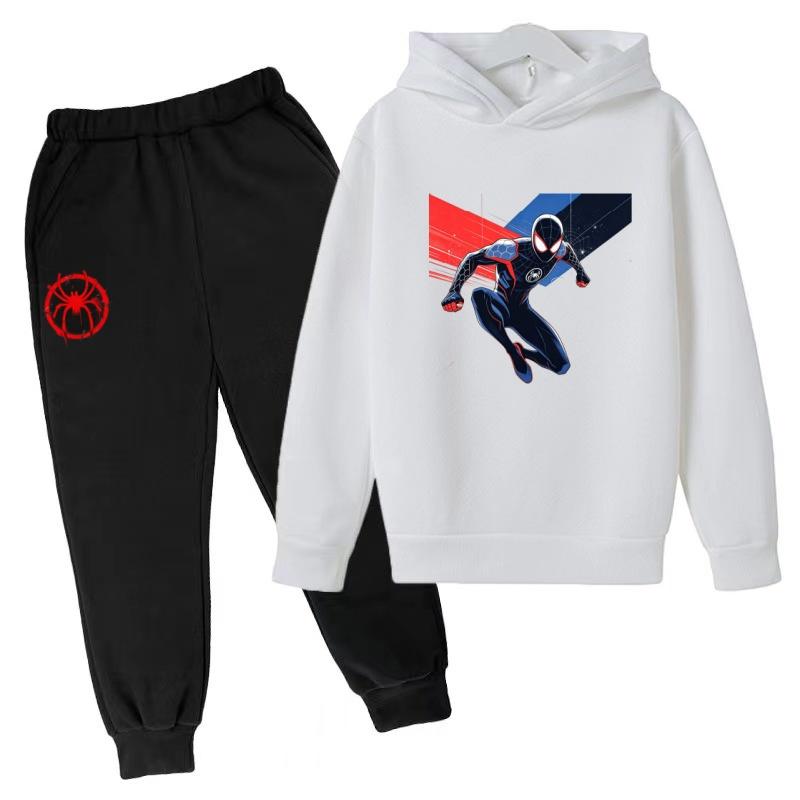 Roupas Infantis Inverno Primavera Moletons com Capuz Masculinos para Meninos (3-13 Anos)Conjuntos Esportivos de Anime Roupas Infantis Blusas+Calças