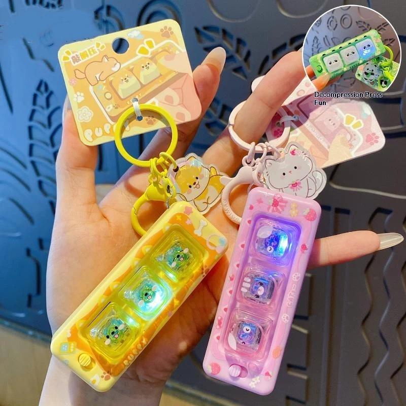 Cute Decompression Luminescence 3 Keyboard Pendant,Decompression Key Chain,Bag Pendant Decorative Toys,Decompressiontoy Ornament