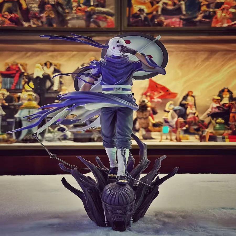 27cm Anime Naruto Figure Akatsuki Uchiha Obito GK Double Headed Sculpture Toys Model Desktop Ornament Birthday Gift