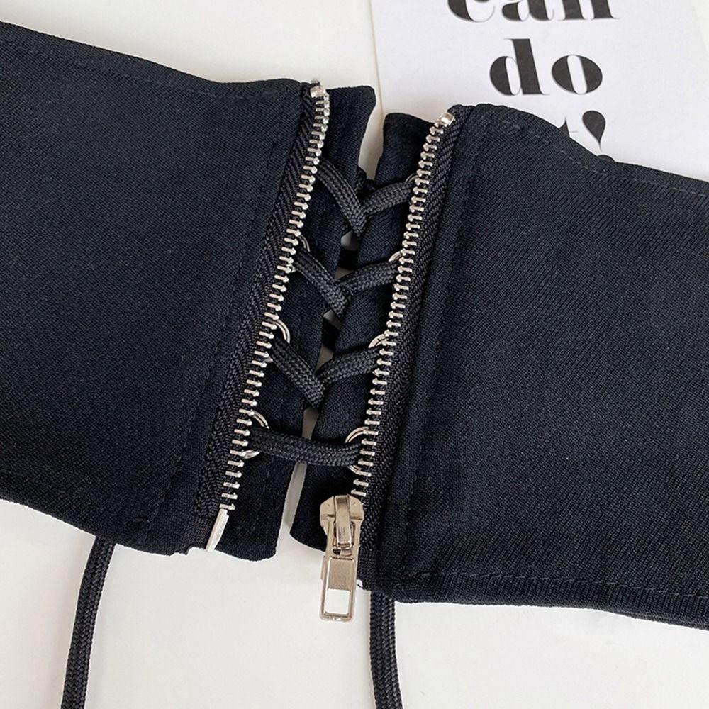 Adjustable Wide Belt PU Leather Waist Corset Punk Elastic Cummerbunds  Girl
