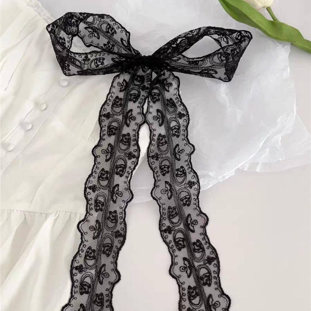 Retro Lace Thin Scarf Coconut Tree Embroidered Scarf Elegant Scarf Headband Outdoor