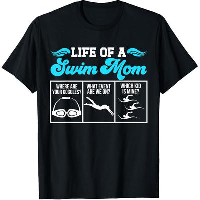 Life Of A Swim Mom Of A Swimmer Mother Swimming Mama Cotton Men T Shirt S