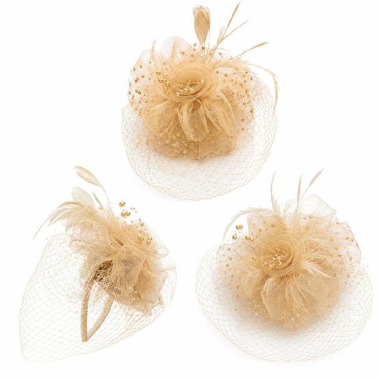 Women's Formal Fascinator Headpiece with Mesh Net Feather Detail Tea Party Styling for Wedding Guest Looks and Parties