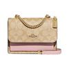 Klare Coated Canvas With Leather Shoulder Bag, Crossbody Bag Small Womens Khaki Pink