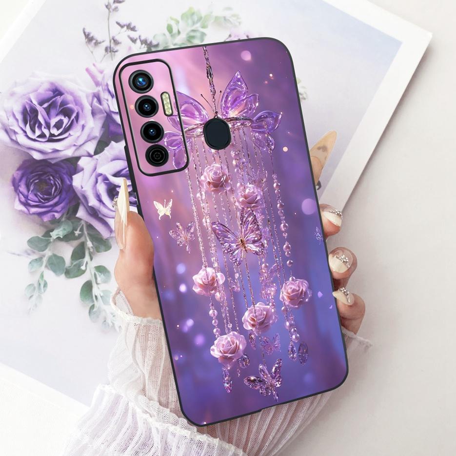 For Tecno Camon 17 Pro Case CG8 CG8h Luxury Butterfly Tree Painted Cover Soft Silicone Case For Tecno Camon 17P Camon17 Pro Bags