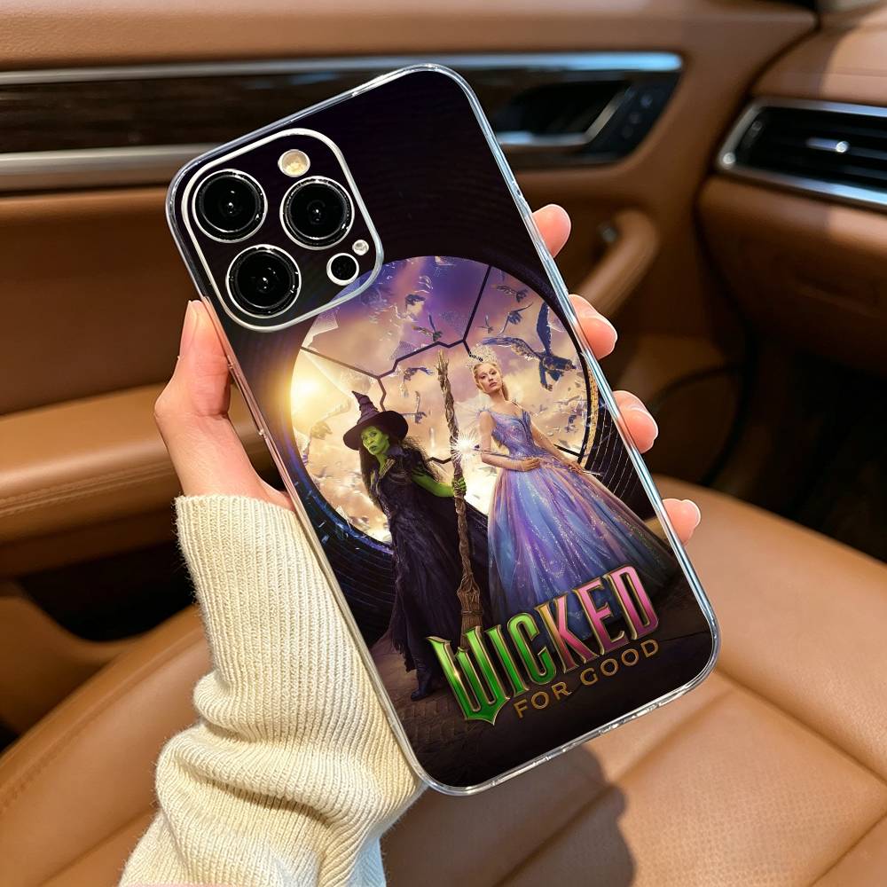 Wicked Musical Green And Pink Phone Case For iPhone17,16,15,14,13,12,11 ,Pro Max, Plus Soft Silicone Transparent Cover