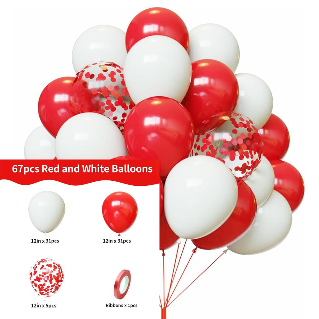 12inch-67pcs black red, pink and gold latex balloon set suitable for weddings, birthdays, popular parties, bridal showers