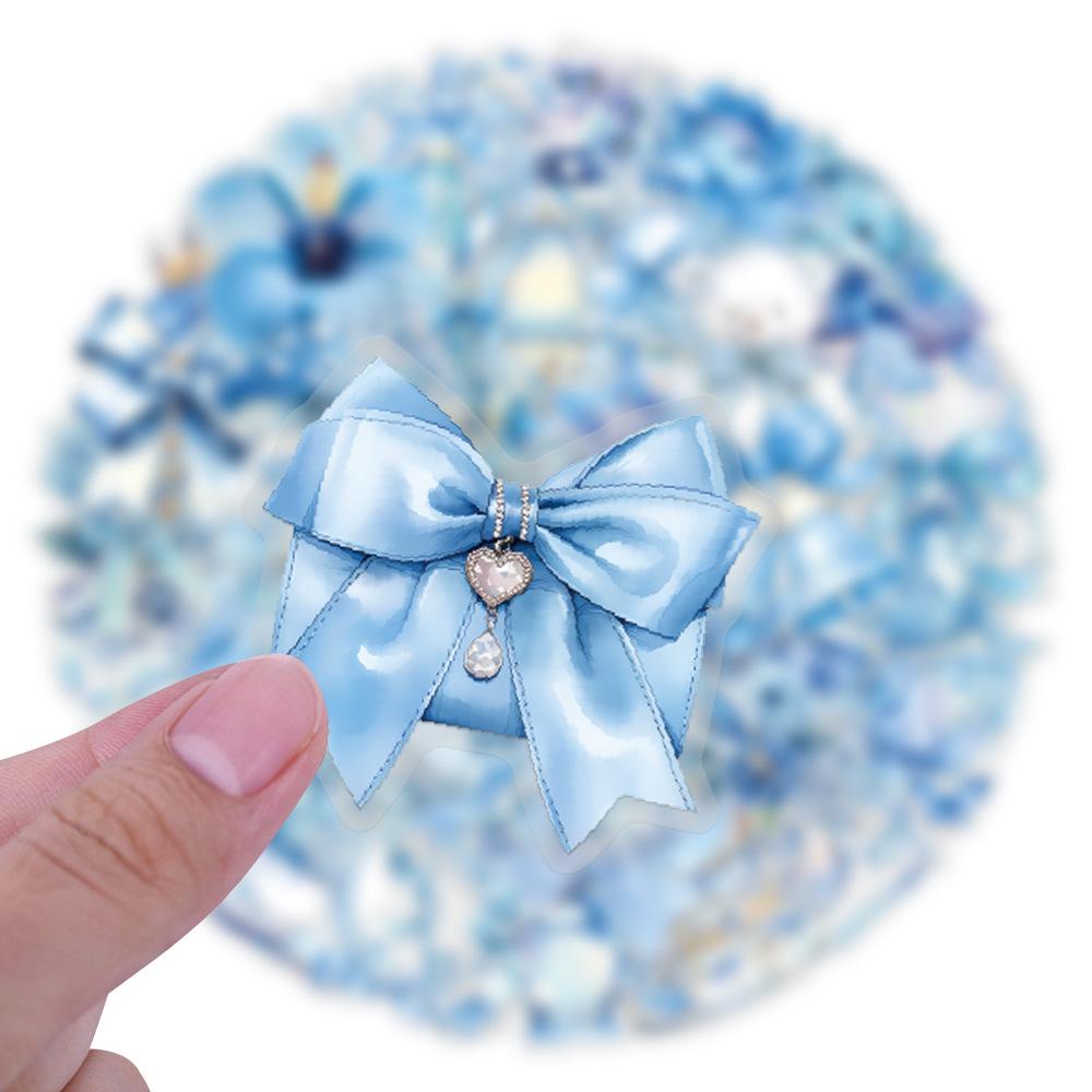 60 Modrých Coquette Voděodolných Samolepek pro Deníky, Kytary, Láhve na Vodu - Průhledný PET Materiál