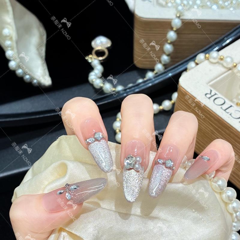 Cat Eye French Design Handmade Wearable Nails - Ins Style Nail Art