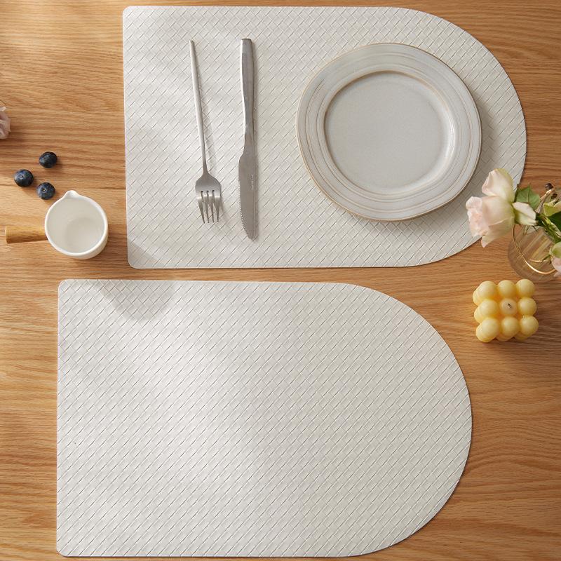 Nordic Luxury PVC Leather Placemats Heat Resistant Oil Proof Dining Table Mats Grid Pattern Cup Mats Bowl Pads for Kitchen Decor