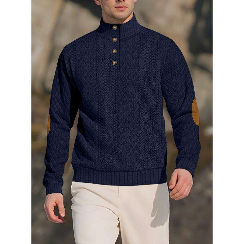 Мужской пуловер с жаккардовым узором, с высоким воротником, с длинным рукавом, спортивный, для активного отдыха, осенне-зимний, европейского размера, хит продаж 5XL тёмно-синий