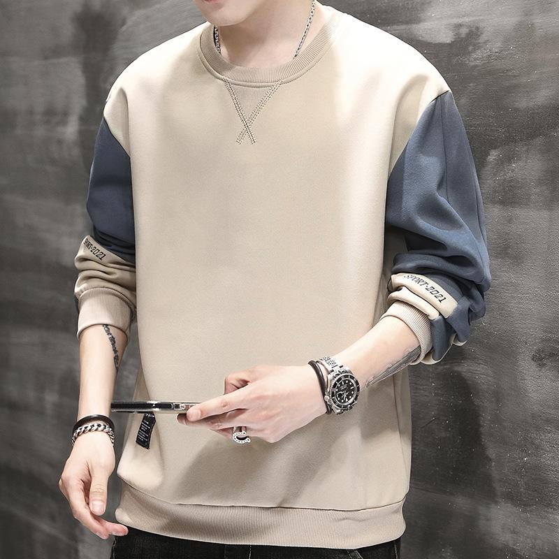 Sudadera con Capucha de Manga Larga en Bloques de Color para Hombre Tallas Grandes - Prenda Básica Trendy de Cuello Redondo para Primavera, Otoño, Invierno 2026