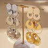Metallic glossy zircon geometric round silver needle earrings personalized exaggerated earrings