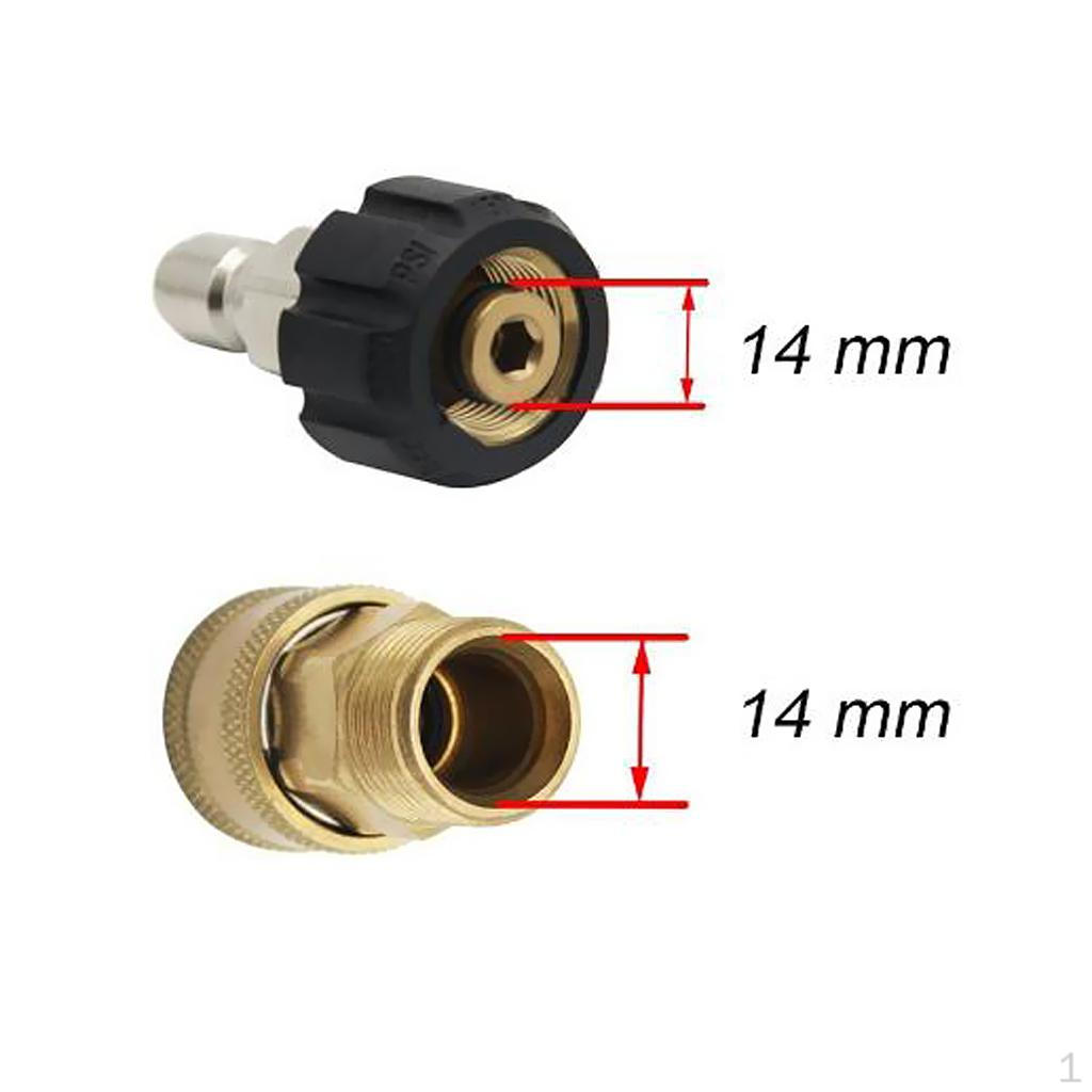 Pair Of Pressure Washer M22/14 To 1/4 Plug Brass Connector