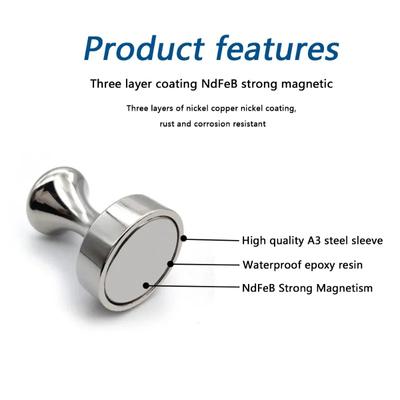 Metal Strong Magnetic Pushpins Whiteboard Fridge Sucker Thumbtack Durable Power Neodymium Magnet Push Pins for Office School