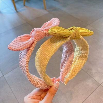 Korean-Style 3D Rabbit Ear Hair Hoop - New Simple Versatile Wide Fabric Headband for Toddlers & Girls, Soft Skin-Friendly, Cute