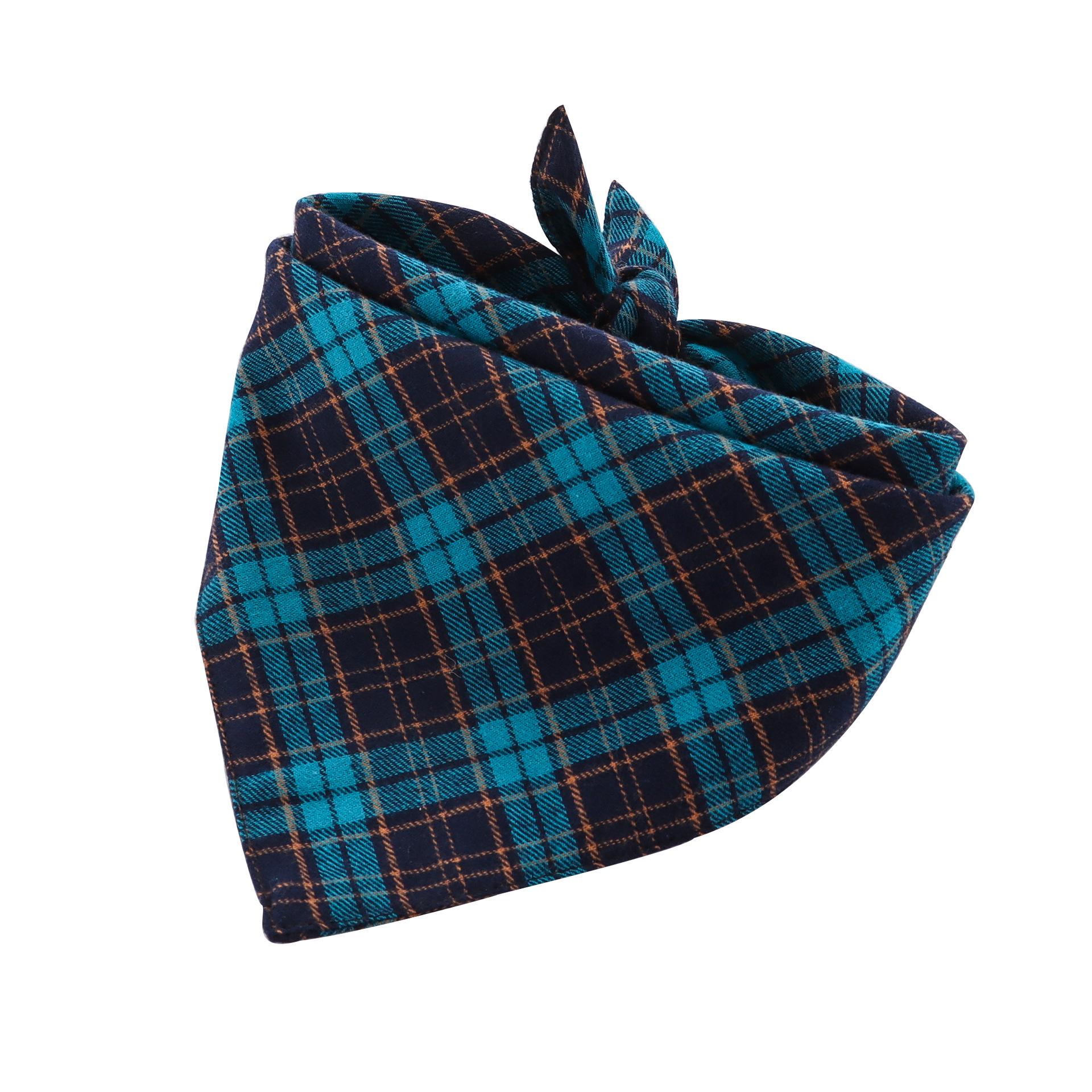 

Customizable Double Layer Cotton Plaid Pet Bandana Scarf for Cats and Dogs
