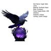 Gothic Raven LED Lamp Hand-Crafted Sculpture On Purple Glow Sphere Mysterious Decor for Dark Art And Halloween Unique Desk Night Light