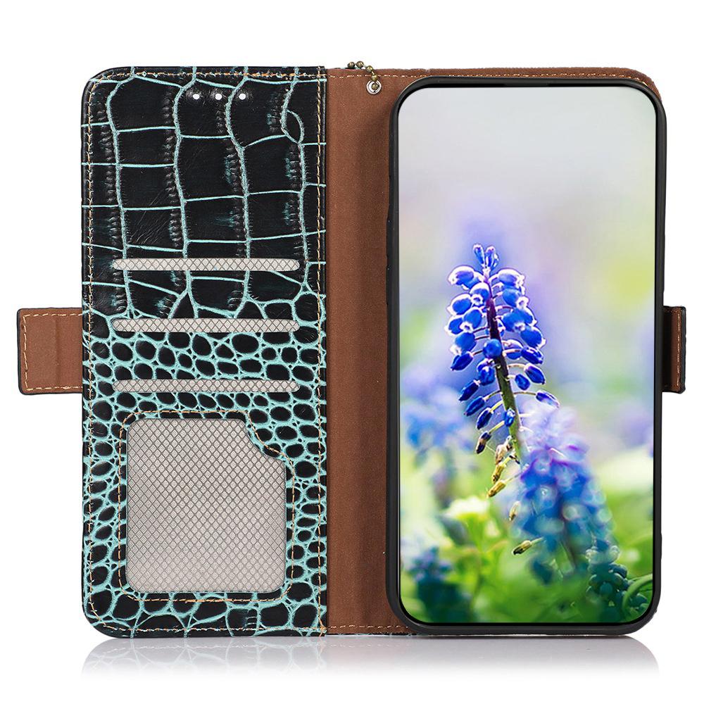 For Samsung Galaxy A07 Case Crocodile Texture Genuine Cow Leather Phone Wallet Cover