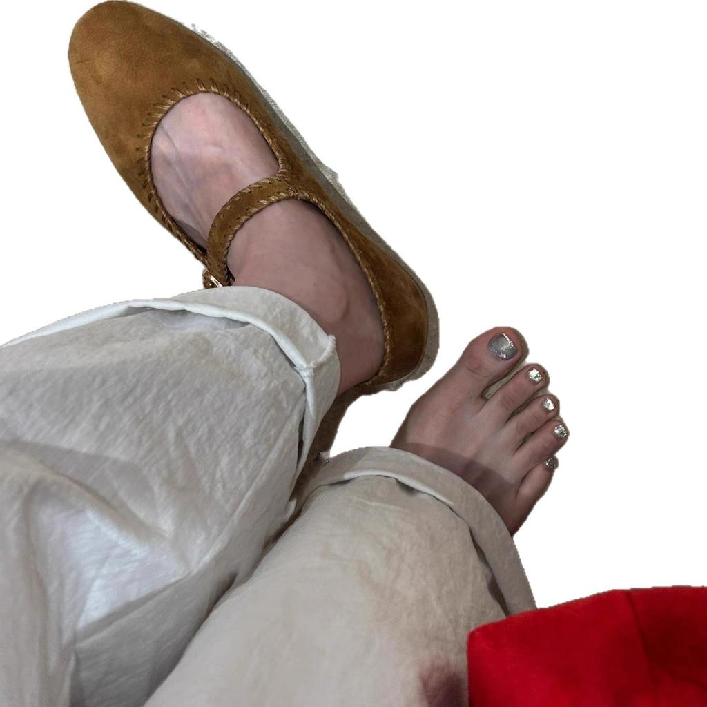 Retro handmade shoes soft leather one-word buckle Mary Jane flat-soled single shoes women's new round head shallow mouth soft-soled ballet shoes