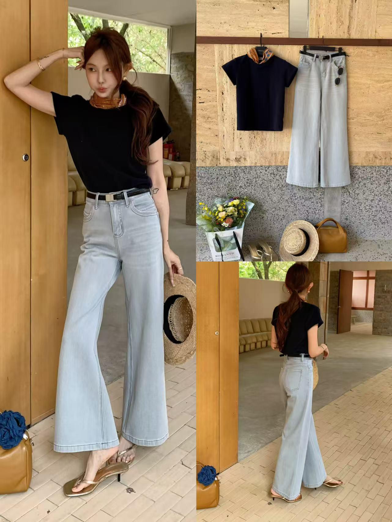 Spring  26 Korean-Style Stretchy Leg Tube Jeans with Belt 27