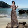 Canotta con canotta vintage tie-dye estiva da donna, set gonna a mezza manica a vita alta