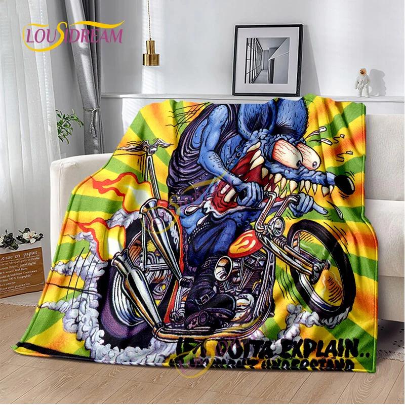 Portable Multifunctional Children's holiday birthday Gift Cartoon Rat Fink Cute Home Bedroom decoration Warm Sherpa blanket