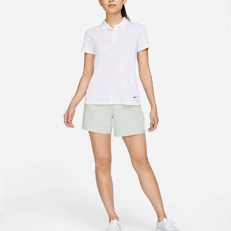 Nike Solid Color Pullover Short Sleeve Polo Shirt Women tops White DH2310-100