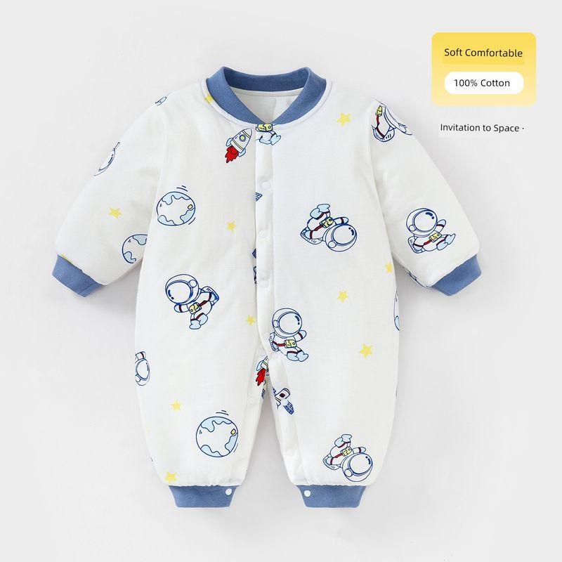 Clothes for Autumn and Winter, Thickened Cotton-Padded Romper for Boys and Girls, Pure Cotton Class a Jumpsuit, Outdoor Crawling Clothes, Winter Wear