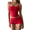European & American Style Sexy Red Home Camisole and Shorts Women's Slimming Two-Piece Set