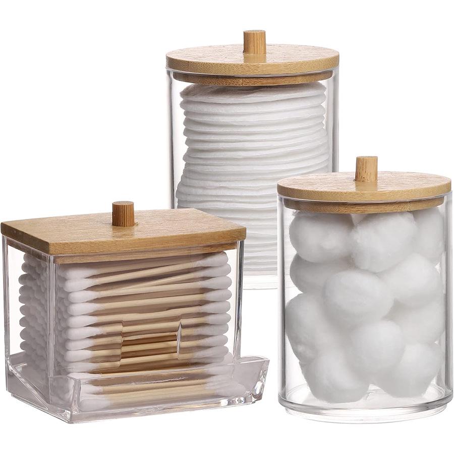 Transparent Cotton Swab and Toothpick Storage Jar