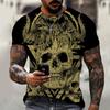 Plus Size 7XL Men's Sports Base Shirt Skull Print Men's T-shirt Short Sleeved Summer Fashion Outfit Shirt