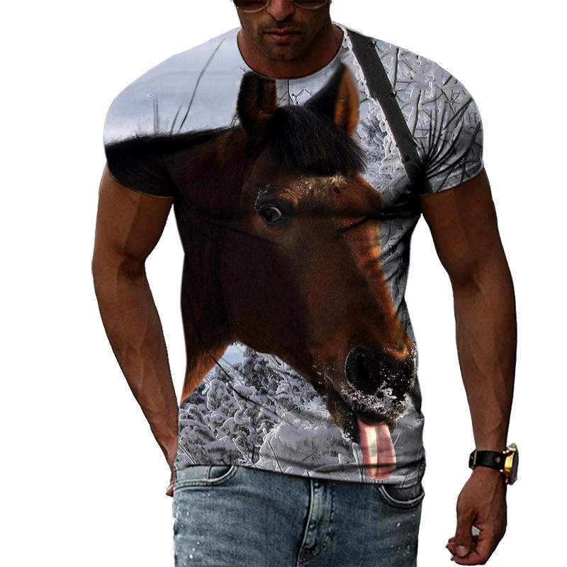 Letní trička s 3D grafikou Animal Horse Pro muže Móda Ležérní Výstřih harajuku Hip-Hop Styl Potištěná trička s krátkým rukávem Top