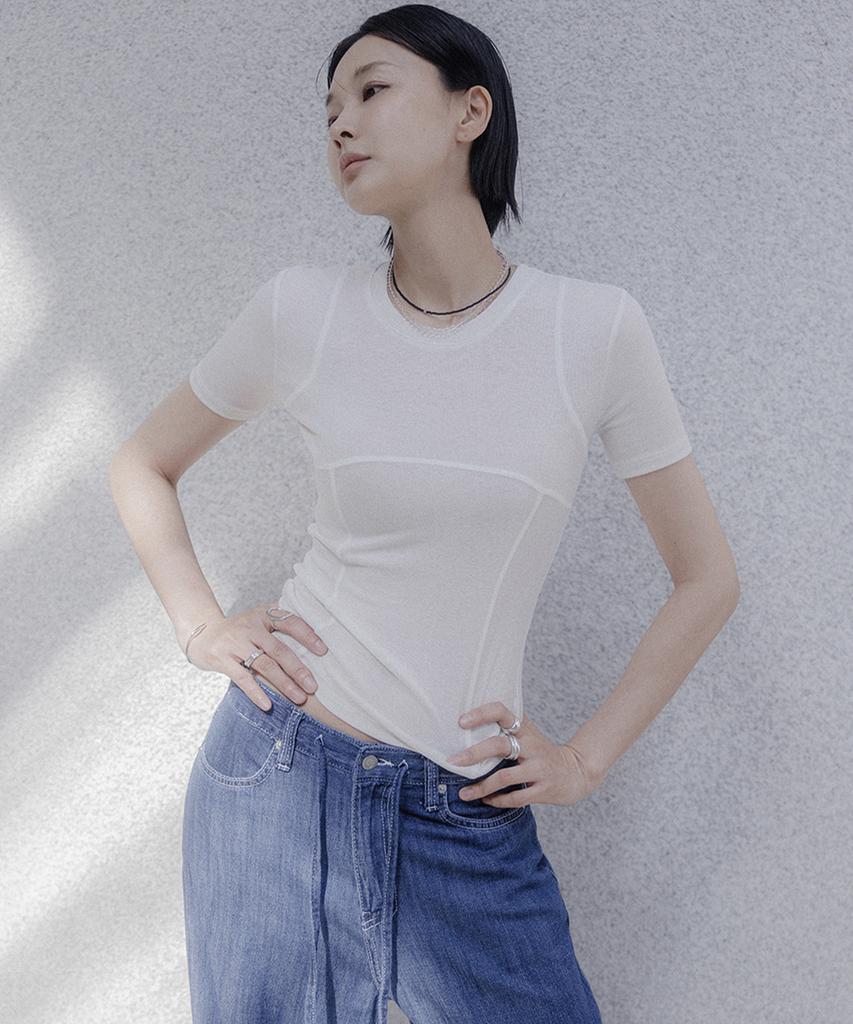 Memua Balance Up Line Half T-Shirt