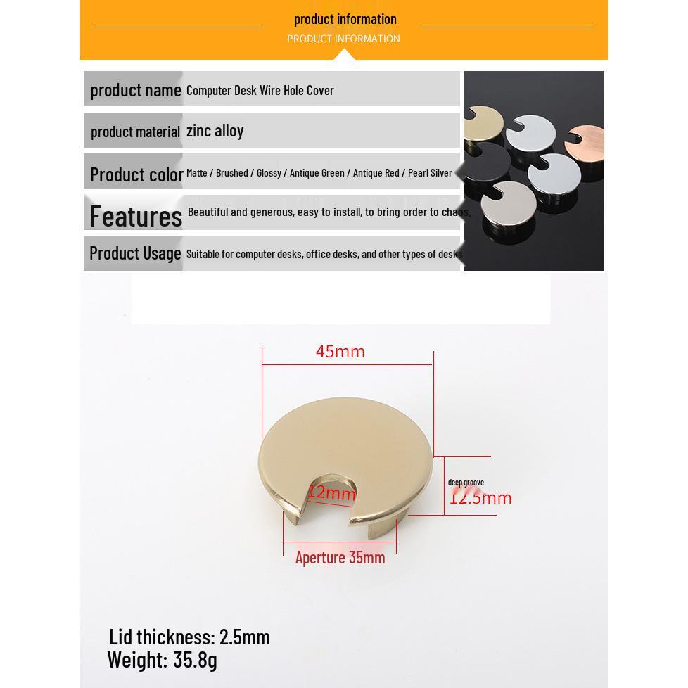 

Премиальная коробка-органайзер для кабелей из цинкового сплава – Многофункциональная заглушка для отверстия в столешнице Glossy