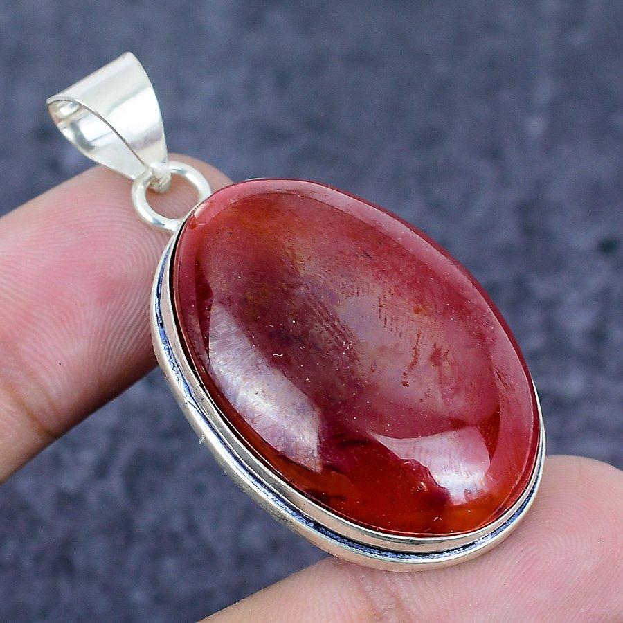 Natural Carnelian Gemstone 925 Sterling Silver Jewelry Pendant 2.05" L5t29