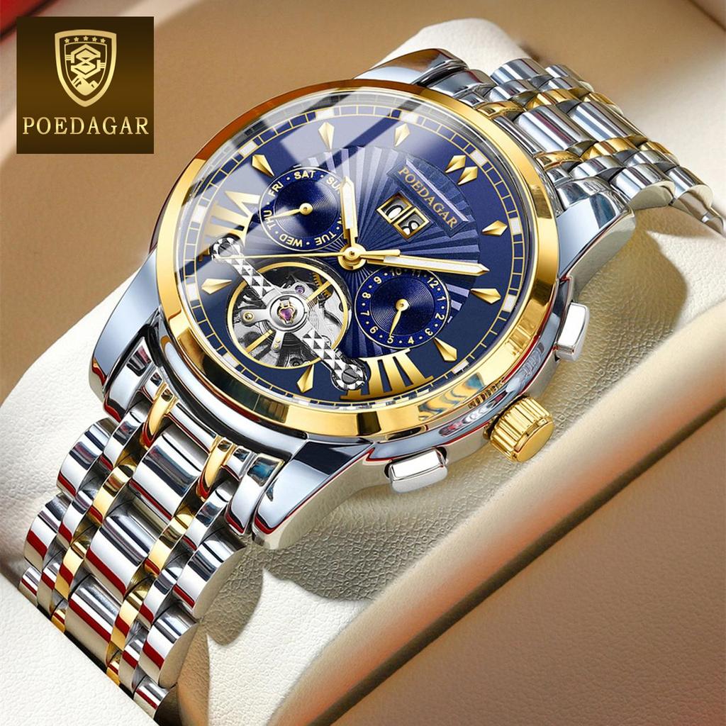 POEDAGAR Neue TOP Marke Luxus herren Uhr Mit Box Wasserdichte