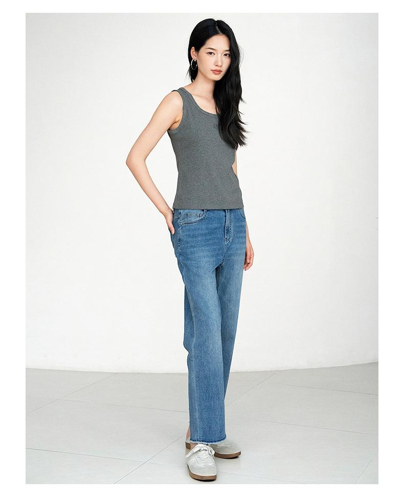 JUZUI Elegant Commuting Style Slim fit Hairy Jeans Women's Summer New Style