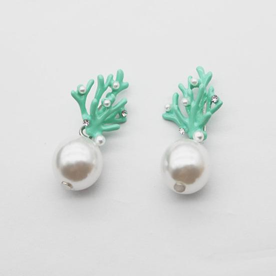 1 Paar Ohrstecker Korallenform Kunstperlen Schmuck Niedlich All Match Ohrstecker