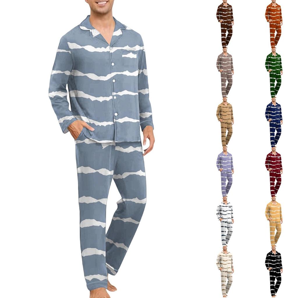 Men's Long Sleeve Button Down Pajama Set - Cozy Sleepwear for Nighttime Relaxation