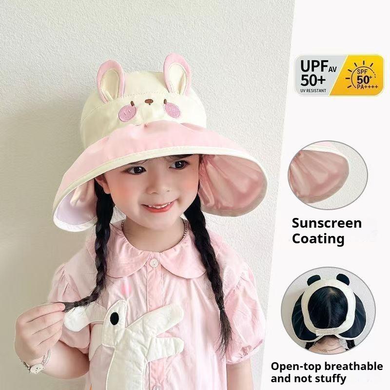 Children's Fisherman Sun Hat Summer Boys and Girls Outdoor UV Protection Large Brim Hollow Top Hat Baby Sun Protection Sun Hat