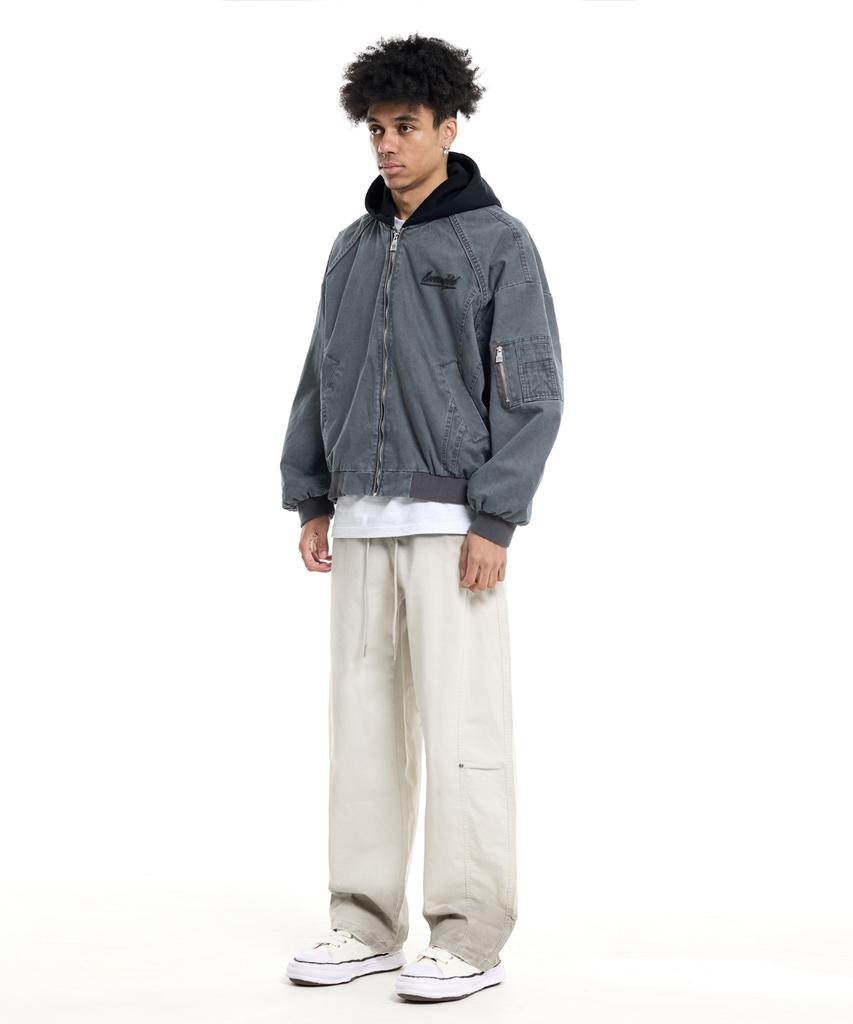 CREAM SODA LAB Pigment Cut Rivet Cotton Banding Pants Ivory
