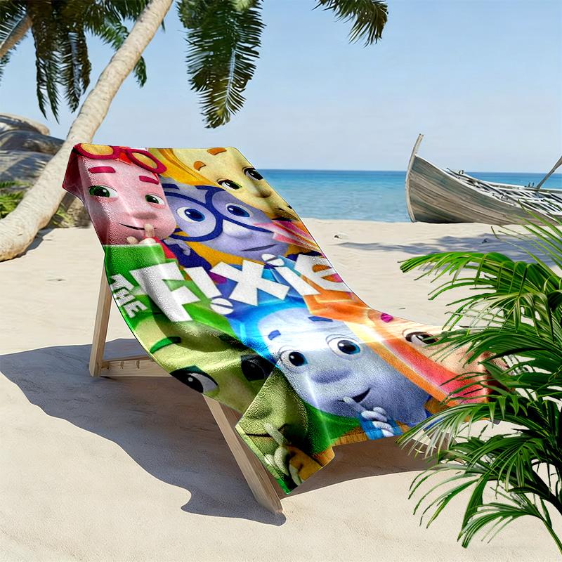 Telo Mare Fixies con Stampa Cartoni Animati, Asciugamano Grande Morbido Asciugatura Rapida per Spiaggia Campeggio Nuoto