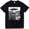 Novelty Donkey and Dog Selfie with Alien UFO T-Shirt Unisex Casual Funny Meme Print Crew Neck Short Sleeve Graphic Tees