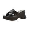 Platform Thick-soled Anti-slip High-heeled Cool Slippers for Women, Soft Leather Shoes