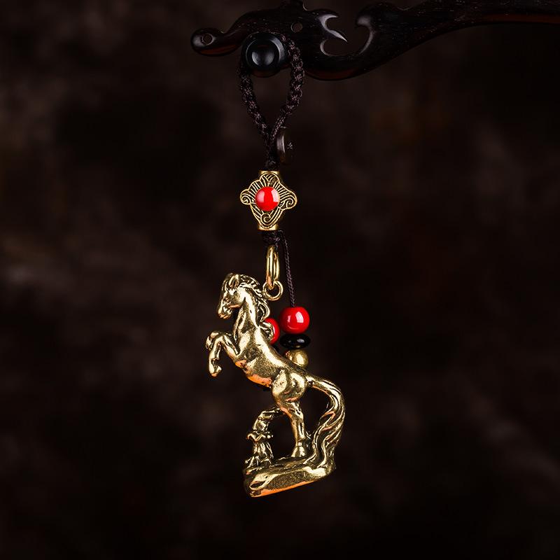 2026 Year Of Chinese Zodiac Horse Lucky Pendant Keychain Copper Feng Shui Wealth Key Ring Women Men Bag Charm Jewelry Gift