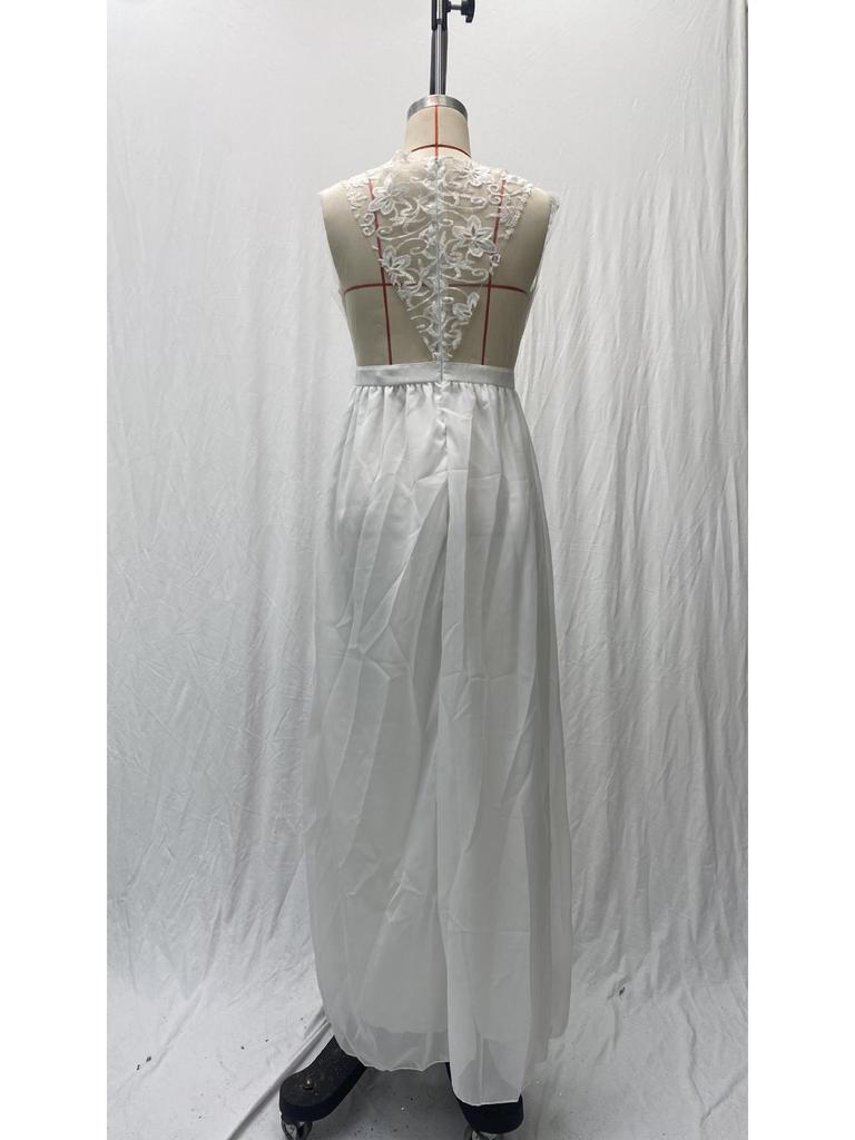 Cross-Border New Style European & American Lace Slit Wedding & Evening Gown, Sexy Long Skirt 2025